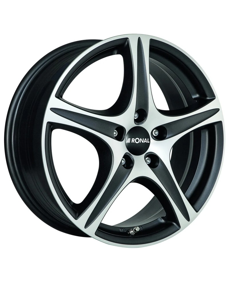 Jante ALU, Ronal R56 Noir mat , Face polie 7.5X19 5/ 108 ET45, Alésage 76