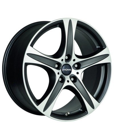 Jante ALU, Ronal R55 SUV Noir mat , Face polie 9X19 5/ 114.3 ET40, Alésage 82