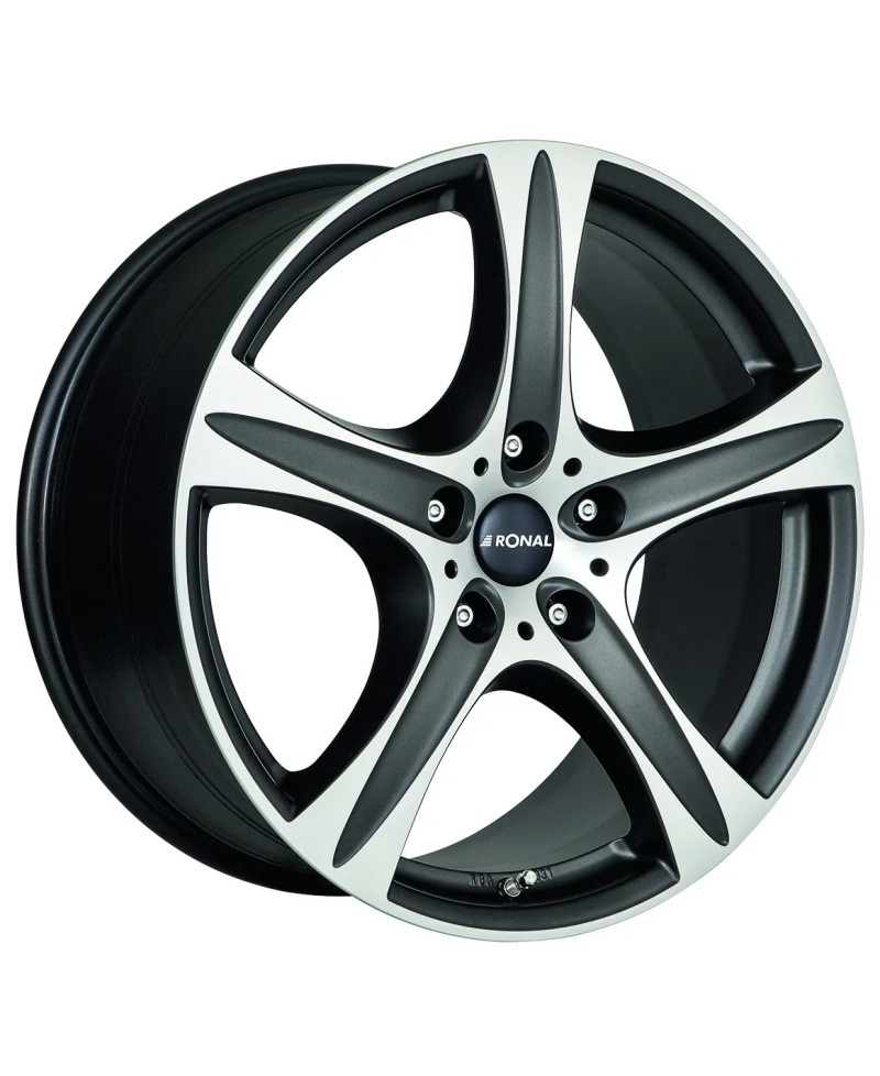 Jante ALU, Ronal R55 SUV Noir mat , Face polie 9X19 5/ 114.3 ET40, Alésage 82